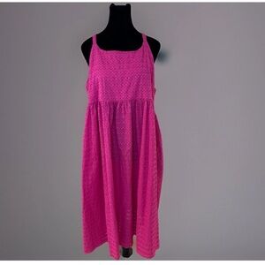 Gudrun Sjoden Dress Sz L Organic Cotton Midi Pink Beach Vacation Sundress Cover
